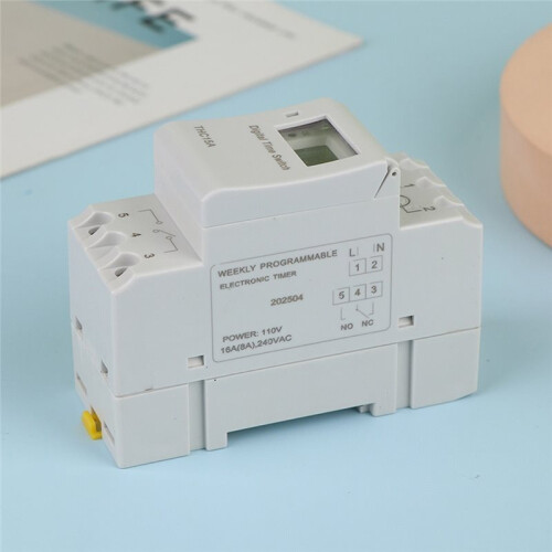 1pc Din Rail Electronic Timer, 110V, 7 Days Digital Programmable,  Relay Control, 8A to 16A, Model: THC15A. 1
