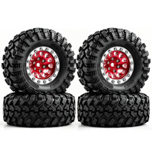 1,3 Tum RC Beadlock Hjul & Däckset RC Krypare Uppgraderingsdelar för MJX H18P 1/18 för Bronco Off-Road Truck Röd