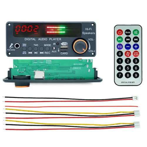 Decoder Board Hands-Free Car 200W Amplifier  MP3 Player  12V MP3 WAV Wireless Music Player Mic USB TF FM 1
