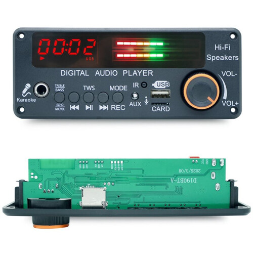 Decoder Board Hands-Free Car 200W Amplifier  MP3 Player  12V MP3 WAV Wireless Music Player Mic USB TF FM 2