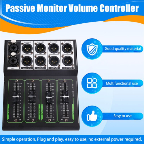 Passive Monitor Volume Controller XLR Input Output Passive Stereo Controller No Loss Volume Adjustment Controller 1
