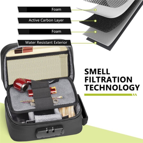 Large Capacity Smell Proof Travel Box with Combination Lock and Removable Compartments 1