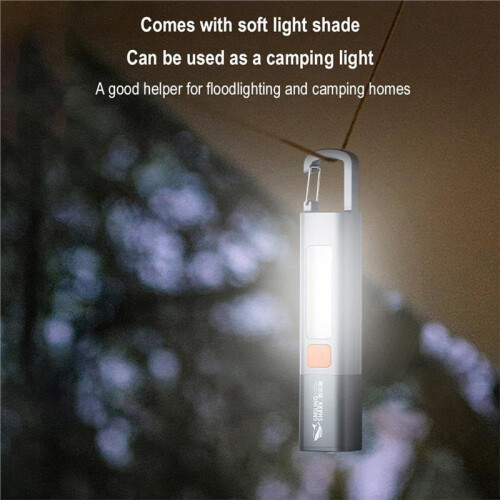 SMILING  3 Pcs Rechargeable EDC Flashlight with Hook Lock,  Adjustable Focus Pocket Light, COB LED Emergency Lamp 2