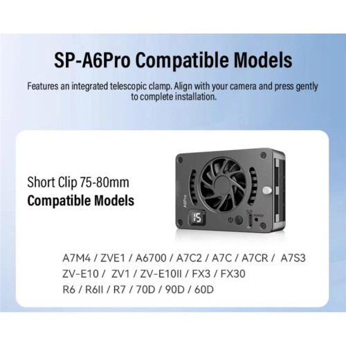 SP-A6Pro Camera Cooling Fan 4K Recording Smartphone DSLR AI Silent Temperature Control Cool System for 2