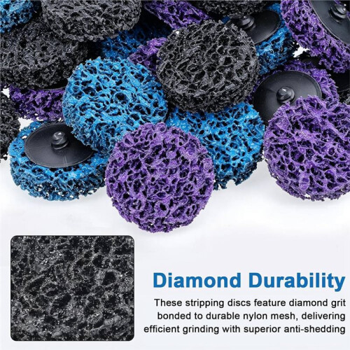Conjunto de 63 Discos de 2 Polegadas com Troca Rápida para Retificadora e Furadeira, Malha de Nylon Revestida de Diamante, Haste de 1/4" 2