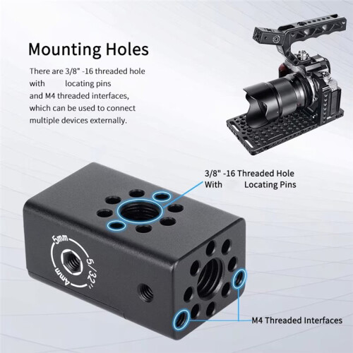 CB1 Multi-Function Cheese Handle Cheese Grip with Multiple 3/8"  Locating Holesfor DIY Video Rigs and Camera Cages 2