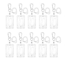 10 Pack Cruise Card Holder Wristlet, Clear Hard ID Protector with Coil and Carabiner Clip