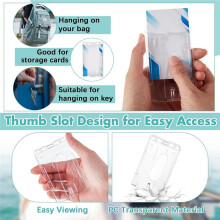 10 Pack Cruise Card Holder Wristlet, Clear Hard ID Protector with Coil and Carabiner Clip