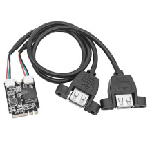 M.2 A+E Key to Dual USB 2.0 Adapter Card 480Mbps USB HUB Expansion for Laptop Notebook