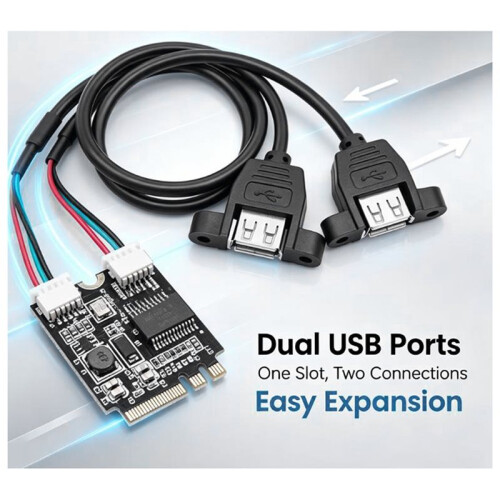 Scheda Adattatore da M.2 A+e A Doppia USB 2.0, Hub USB da 480 Mbps per Laptop e Notebook