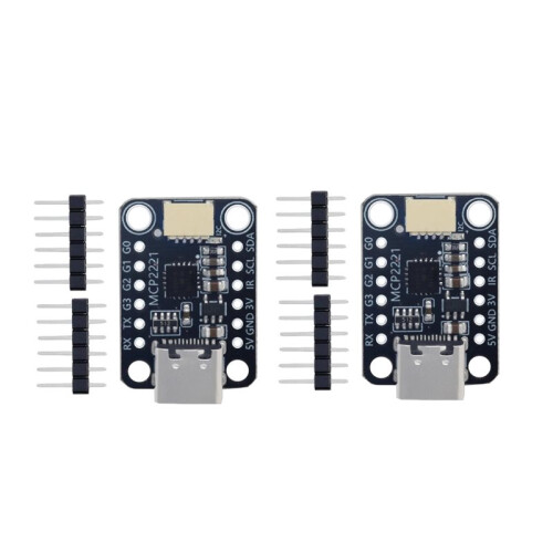 2PCS MCP2221A USB to GPIO ADC/I2C Adapter Module TYPE-C Signal Processing Board for OLED Display Sensor PWM Driver