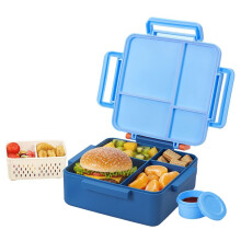 Tragbare, Auslaufsichere Lunchbox mit Mehreren Fächern - mit Tragegriff, Geeignet für Kinder (Ohne Thermobehälter)