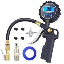 Car Tire Inflator Digital Tire Pressure Gauge with LED Display European Style Connector for All Vehicles