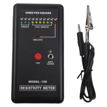 Digital Surface Resistivity Tester ESD Anti-Static Resistance Meter with Grounding Wire, Portable Device for Engineering