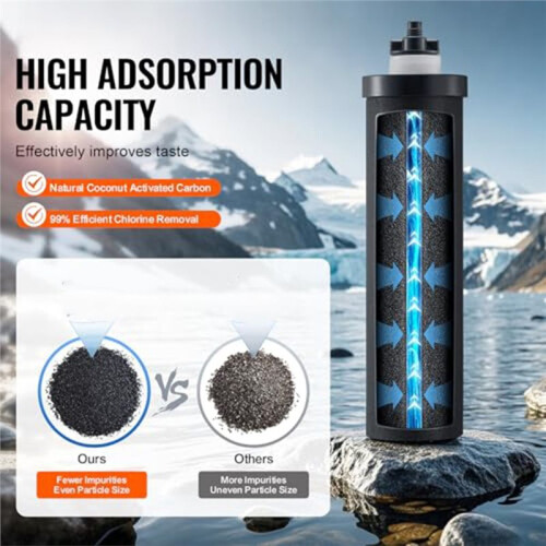 2Pcs Water Filters Replacement Activated Carbon Purification Elements, Gravity Filter System Compatible with Most Brands 2