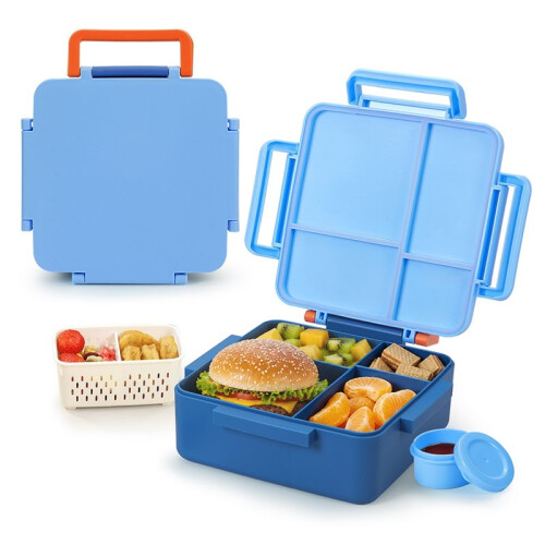 Portable, Leak-Proof, Multi-Compartment Lunch Box-Designed with A Handle, Suitable for Children No Thermal Container