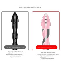 Four-Blade Serrated Drill Bit 6/8/10/12mm for Drilling Holes in Tiles, High-Hardness Marble, and Concrete Coating