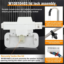 Trava da Tampa da Lavadora para Cabrio (W10810403, W10861642, W10787836) - Inclui Moldura da Trava da Tampa W11237157 para Cabrio