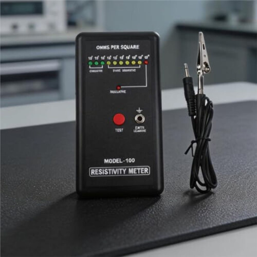 Digital Surface Resistivity Tester ESD Anti-Static Resistance Meter with Grounding Wire, Portable Device for Engineering