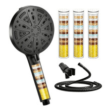 Hochdruck-Handbrausekopf mit Filter, 8 Strahlarten, 3 Filter, Wasserfilter für Hartes Wasser