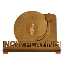 Vintage Record Stand, Wooden Desktop Record Stand, Retro Record Display Rack, Designed for Vinyl Record Lovers