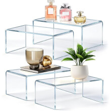 Large Acrylic Risers 4 Pack - 12.4" Clear Display Risers, 5mm Thick Acrylic Display Stands for Perfume Organizer