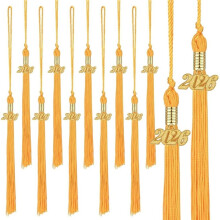 Pack de 12 Franges de Graduation 2026, Frange de Chapeau de Graduation Académique en Or avec Charme en Or, pour Cérémonies de Graduation