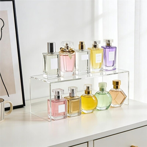 Large Acrylic Risers 4 Pack - 12.4" Clear Display Risers, 5mm Thick Acrylic Display Stands for Perfume Organizer 2