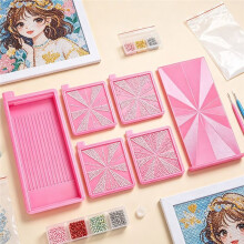 Diamond Painting Tool Set, Multi-Function Flip Drill Tray with Sorting Grooves, Storage Lid