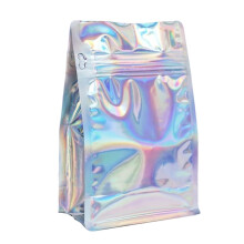 50 Bolsas Holográficas para Café con Válvula, Bolsas Planas para Granos de Café de 8 Oz, Bolsas Alimentarias Selladas por Ocho Lados y Resellables