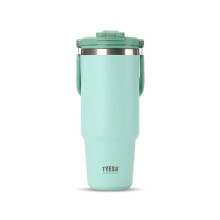 TYESO Vaso Aislado de 30oz, Taza de Acero Inoxidable con Tapa y Pajilla, Taza de Viaje Portátil Verde
