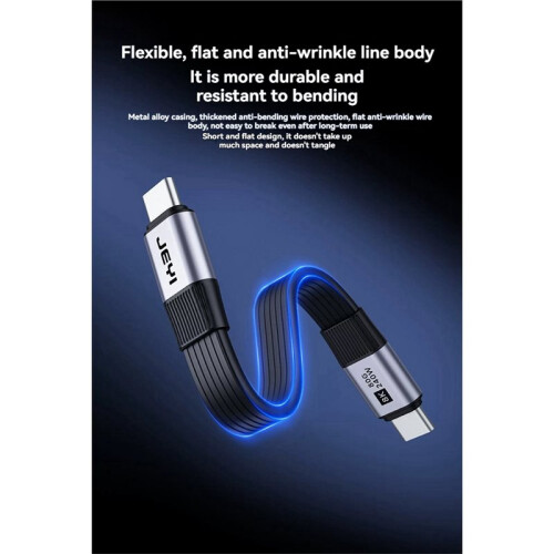 JEYI Dual Type-C Ultra Short Cable USB4 V2.0 80Gbps Full-Featured Flat Copper Core Cable Data Transfer Fast Charging Cord 2