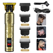 Sejoy Tondeuse à cheveux professionnelle, Kit de tondeuse sans fil avec lames en titane et écran LCD, Marron