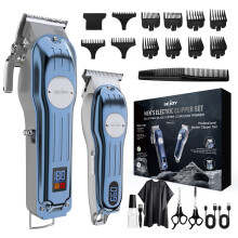 Sejoy Tondeuse à cheveux professionnelle, tondeuse de précision sans fil avec lames en titane, bleu