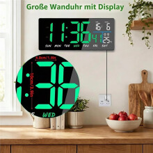 15.5 Inch Digital Wall Clock,with Seconds Timing and Countdown, Temperature Date Day of the Week,12/24H,for Home Offices