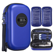 Insulin Cooler Travel Case with Rechargeable Temp Display, Insulin Pen Cooler Travel Case with 2 X 160g Ice Packs