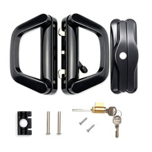 2 Door Sliding Patio Door Handle Set with Key Cylinder, Replacement Handle Lock Set for Sliding Door Sliding Glass Doors