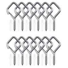 12 Pcs 304 Ceiling Hooks for Hanging Plants, Wind Chimes, String Lights - Heavy Duty Hooks with Safety Buckle