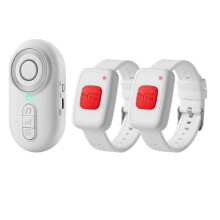 Elderly Safety Alert Monitor System with 1 Receiver + 2 Transmitter SOS Watch Vibration Caregiver Pager Call Button Home
