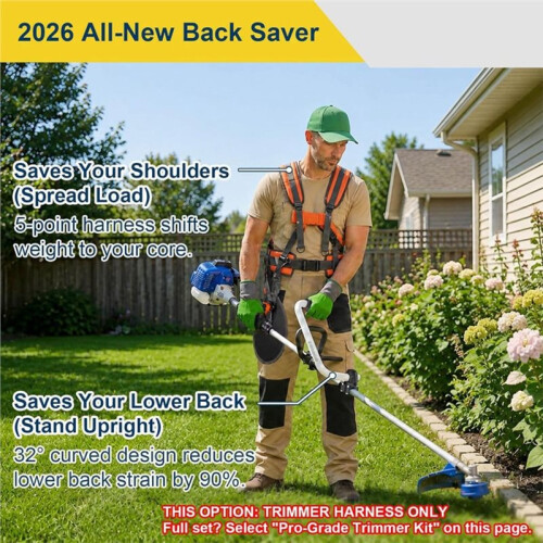 Lefty/Righty Weed Eater Strap, Padded 5-Point Trimmer Shoulder Harness for Tired Shoulders, Weed Eater Strap Harness 2