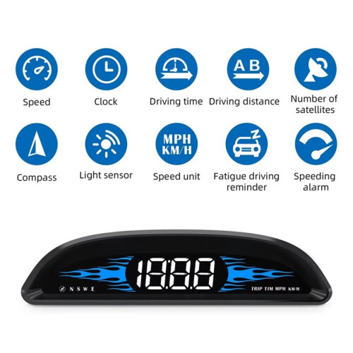 Display HUD Universal OBD Car Digital Speedometer -Board Computer with Multi-Function GPS Gauges Display 2