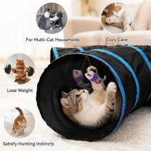 Túnel para Gatos de 5 Vías para Hogares con Múltiples Gatos, Juguete en Forma de Tubo con Agujero para Perseguir y Esconderse, Bola con Campana y