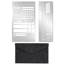 Metal Planner Template Bookmark for Diary with Storage Bag Stainless Steel Diary Template Bookmark Ruler Mental