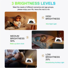 Alarm Clock for Kids, Ok to Wake Clock with Green Light Red Light, Children'S Sleep Trainer,10 Ringtones,3 Brightness