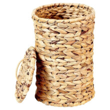 Woven Trash Can, Gourd Grass Basket, Rustic Home Decor Bin, Decorative Garbage Container with Lid, for Home