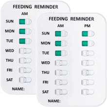 Pet Feeding Reminder,AM/PM Indication Chart Wtih Magnetic Reminder Sticker,Feed Your Puppy Dog for Prevent Overfeeding