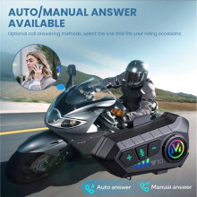 V10 Motorradhelm -Headset, Kabelloses Freisprech-Headset mit Sprachsteuerung, IPX6-Schutzart und Beleuchtung