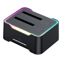 USB 3.0 Naar Dual Bay RGB Lamp Effect Hard Disk Behuizing 2.5/3.5 Inch Hard Drive Behuizing Docking Station Kloon HDD SSD