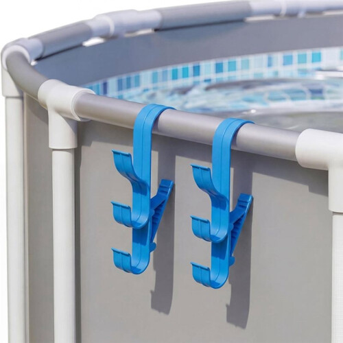 4 Pack Pool Pole Hanger , Pool Hook Bracket Adjustable Poolside Organizer for Above Ground Pool Accessories 1