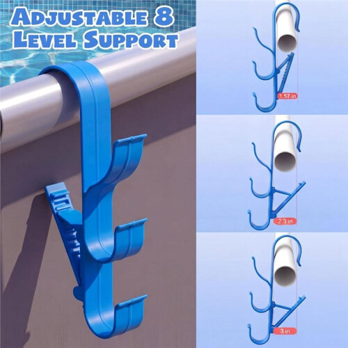 4 Pack Pool Pole Hanger , Pool Hook Bracket Adjustable Poolside Organizer for Above Ground Pool Accessories 2